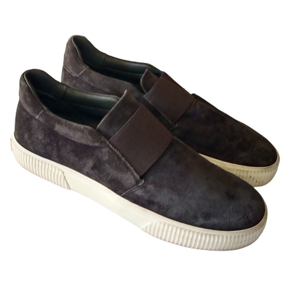 VINCE Kirkland Sneakers Pewter Slip-on Platform‎ Elastic Goring Rubber Sole 8.5